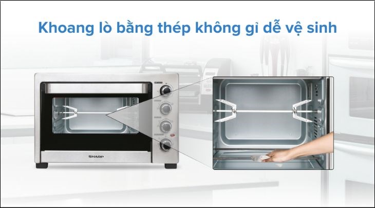 Lò nướng Sharp có chất liệu tốt, an toàn