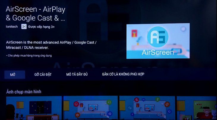 Tải ứng dụng AirScreen trên tivi Sharp