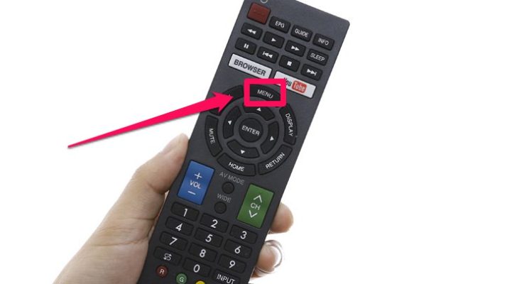 Nhấn nút "Menu" trên remote tivi Sharp