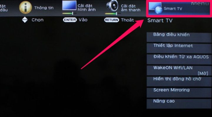 Chọn vào mục “Smart TV“.