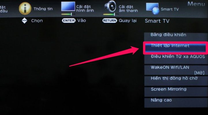 Chọn”Thiết lập Internet“.