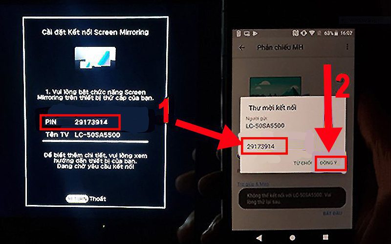 Nhập mật mã được cung cấp trên tivi vào điện thoại