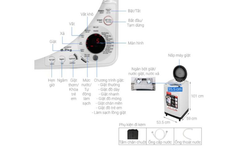 Máy giặt Sharp 8.2 kg ES-W82GV-H