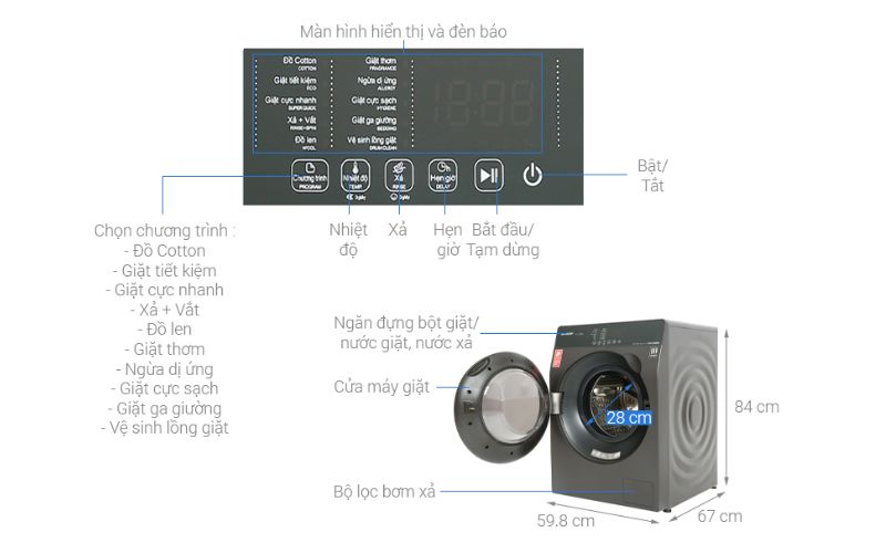 Máy giặt Sharp Inverter 9.5 Kg ES-FK954SV-G