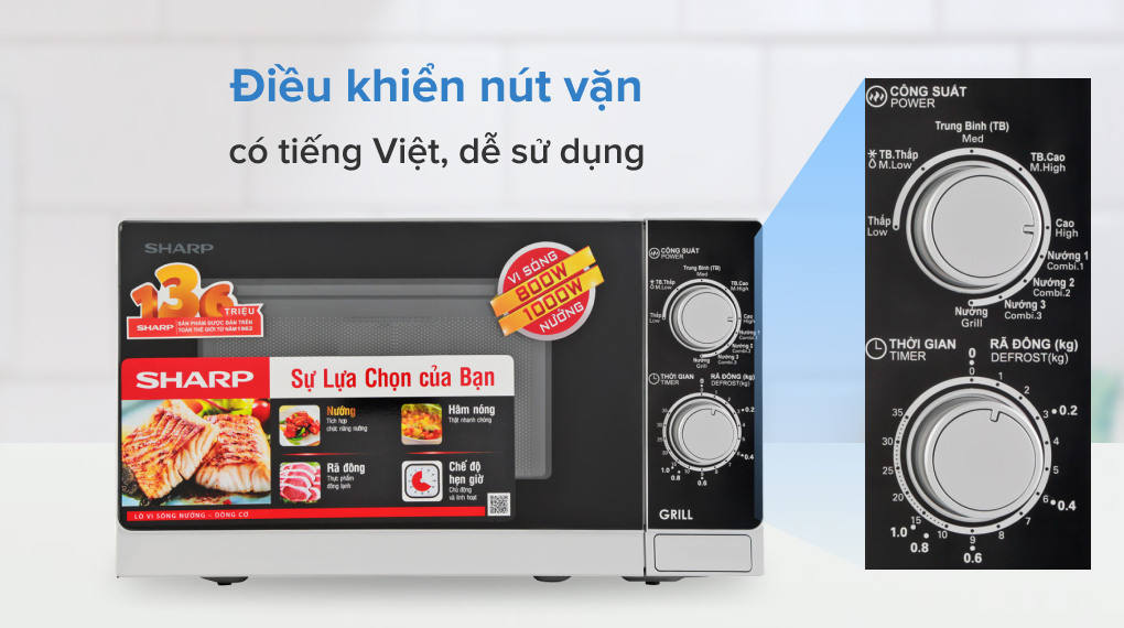 Lò vi sóng có nướng Sharp R-G222VN-S 20 lít