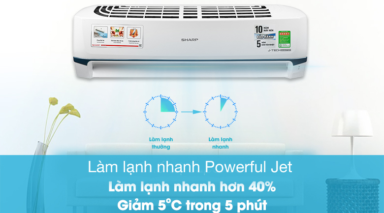 Máy lạnh Sharp Inverter 2 HP AH-X18XEW - Làm lạnh nhanh Powerful Jet