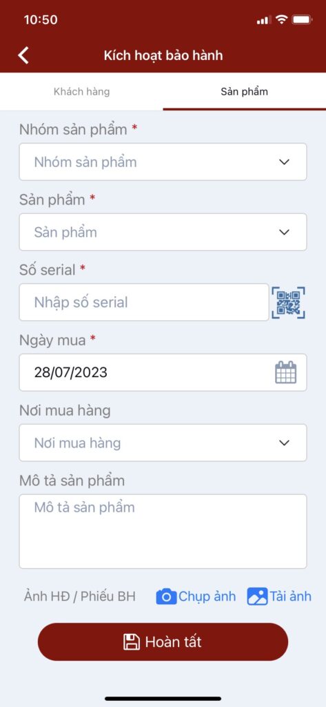 Kích Hoạt Bảo Hành Sharp Qua App 1.3