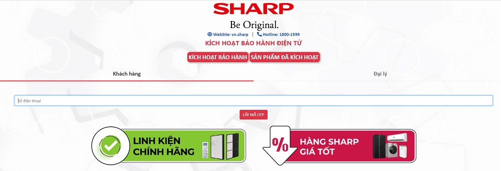 Kích Hoạt Bảo Hành Sharp Qua Website