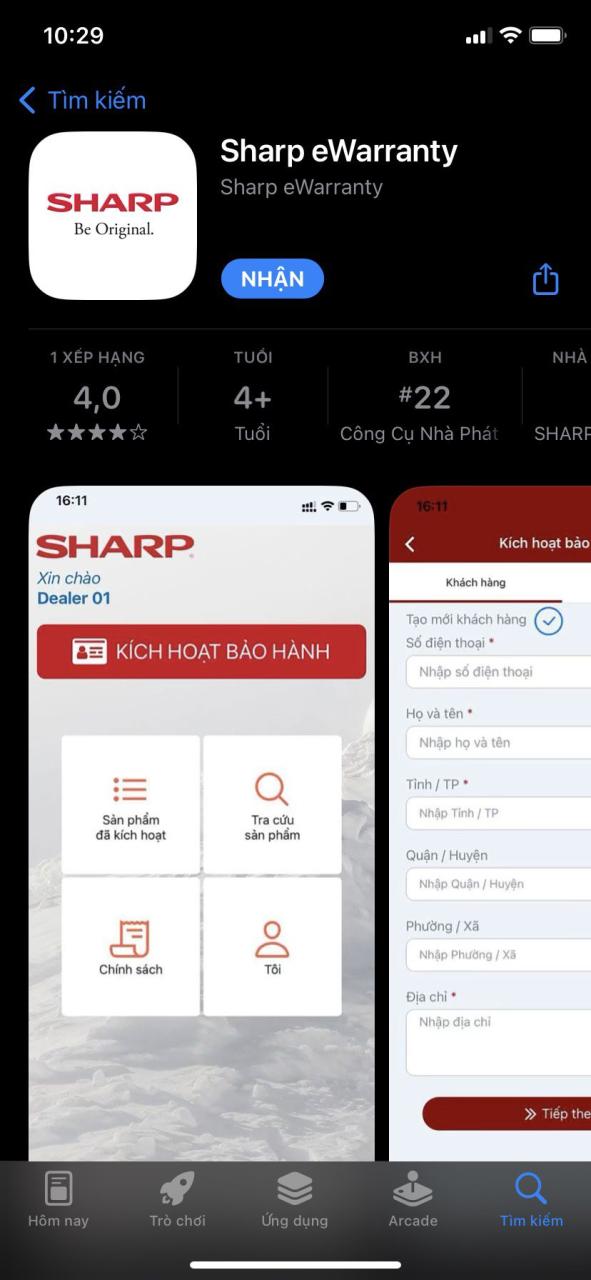 App Kích Hoạt Bảo Hành Sharp