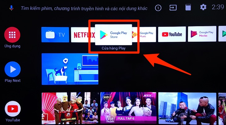 Ứng dụng Google Play Store trên tivi